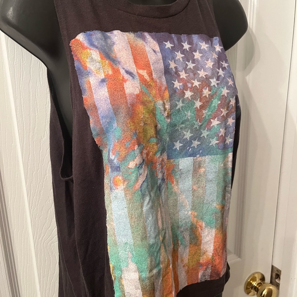Billabong Muscle Tank Top Tye Dye American Flag Graphic Design Sz Small - Picture 2 of 9